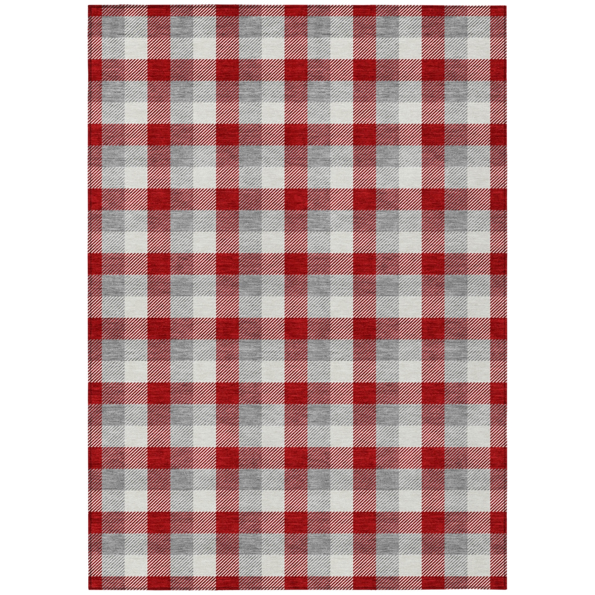 601433 10 x 14 ft. Red, Gray & Beige Plaid Washable Indoor & Outdoor Rectangle Area Rug