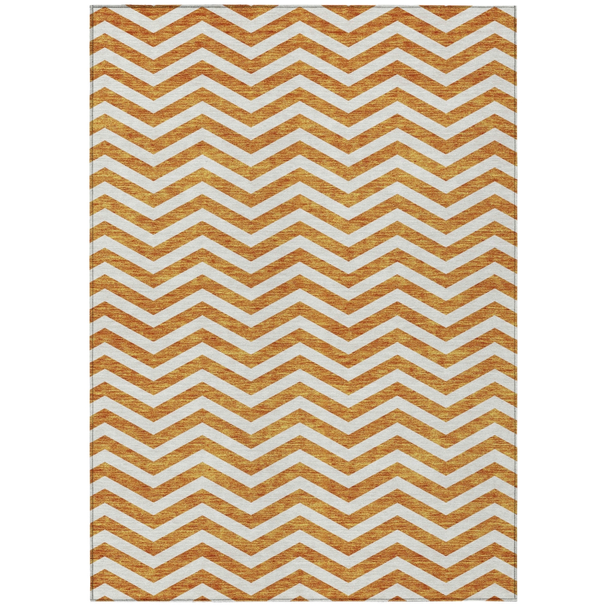 595336 10 x 14 ft. Orange & Beige Chevron Washable Indoor & Outdoor Rectangle Area Rug