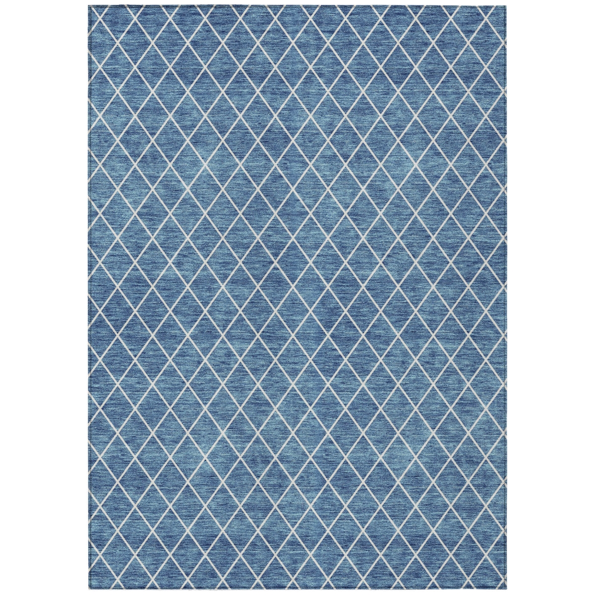 596096 8 x 10 ft. Denim Blue & Ivory Geometric Washable Indoor & Outdoor Rectangle Area Rug