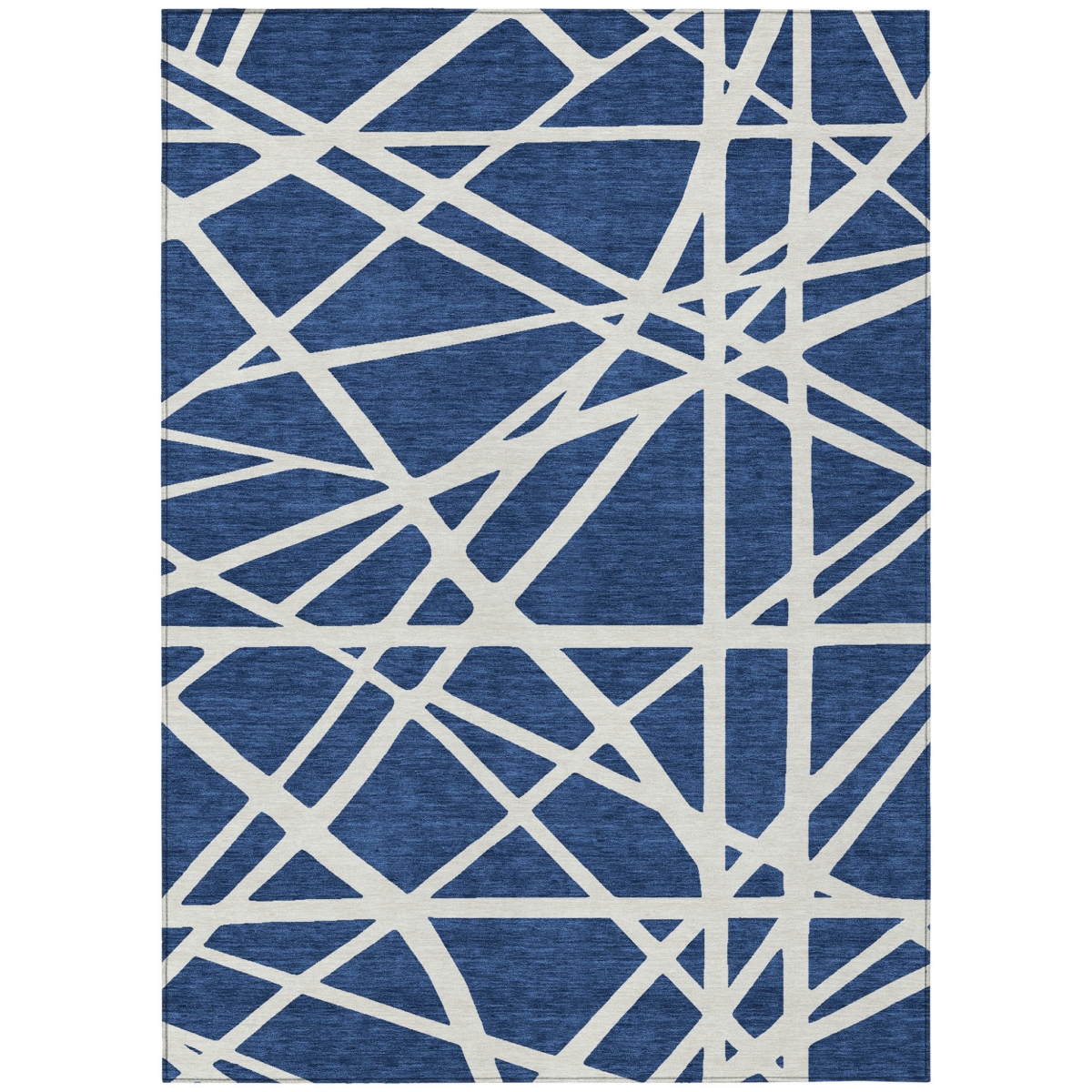 600479 10 x 14 ft. Navy Blue & Ivory Geometric Washable Indoor & Outdoor Rectangle Area Rug