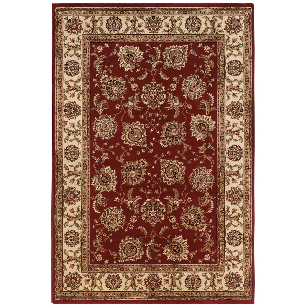 574148 8 ft. Red & Ivory Oriental Square Traditional Rug