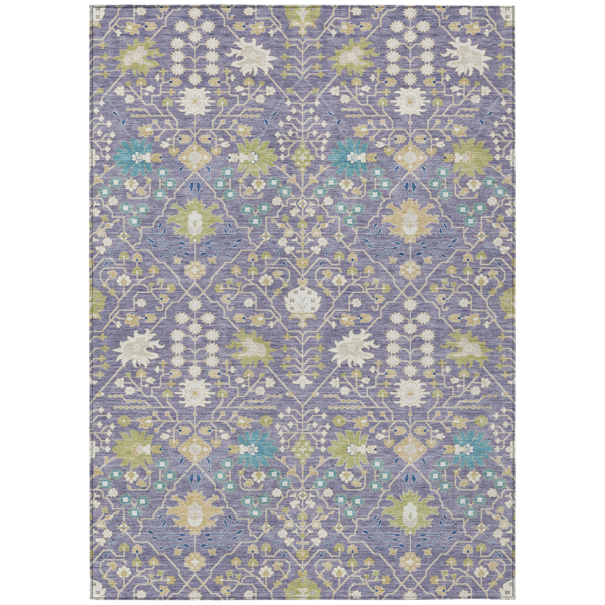 598063 10 x 14 ft. Lavender, Blue & Green Oriental Washable Indoor & Outdoor Rectangle Traditional Area Rug