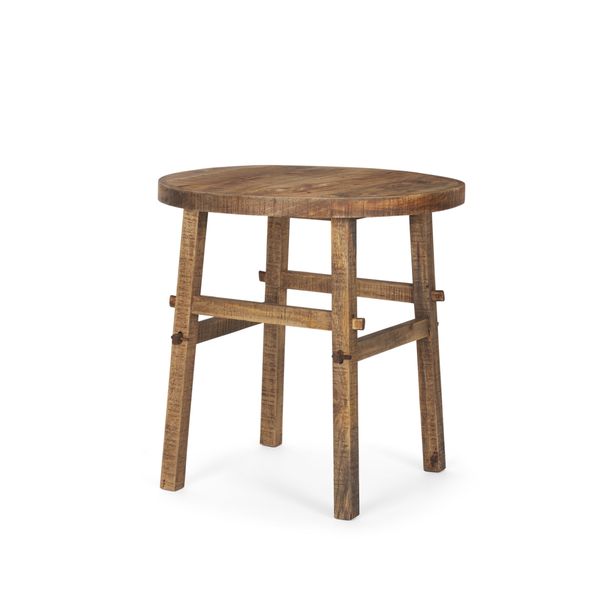 604037 26 in. Brown Distressed Solid Wood End Table