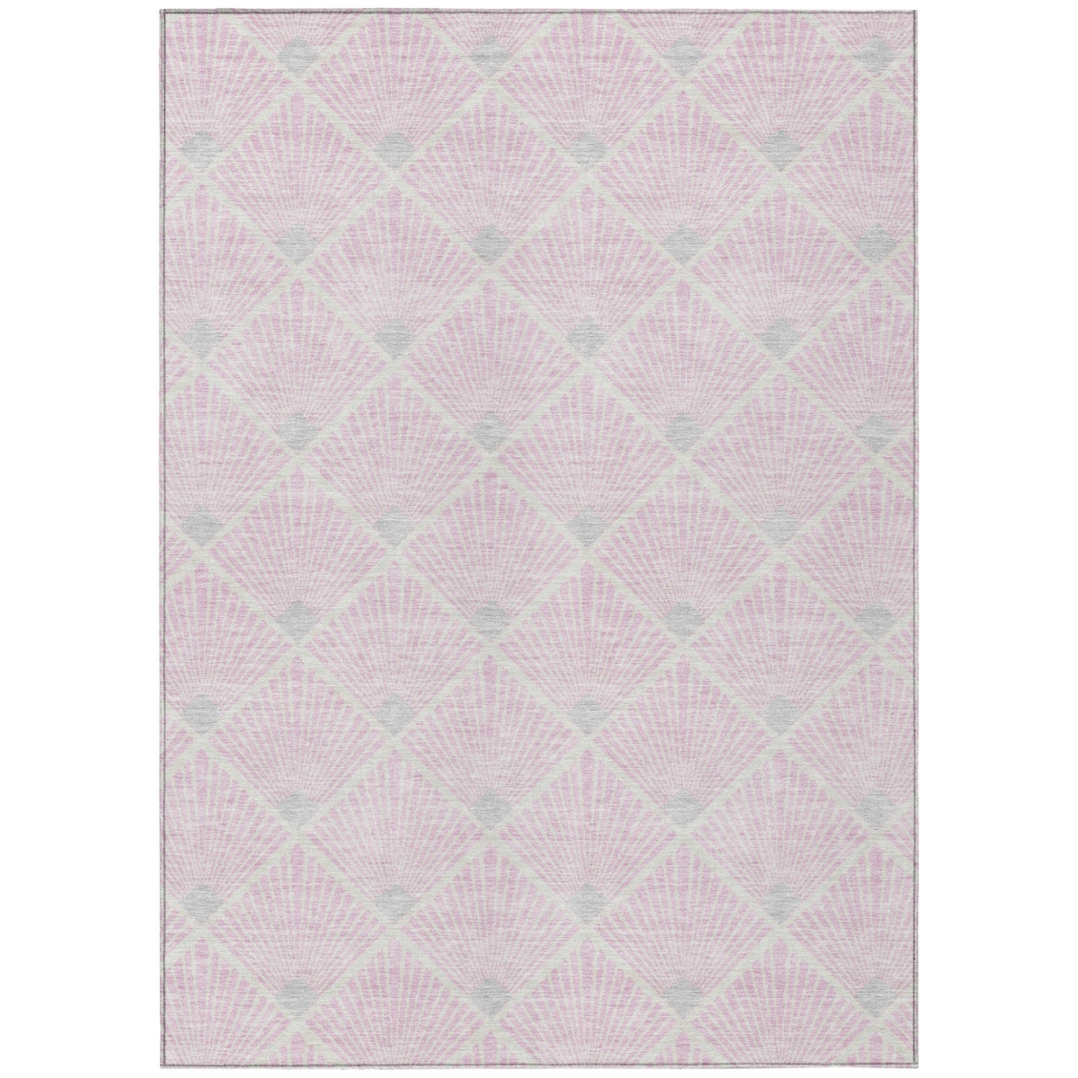594732 5 x 8 ft. Pink, Gray & Ivory Geometric Washable Indoor & Outdoor Rectangle Area Rug