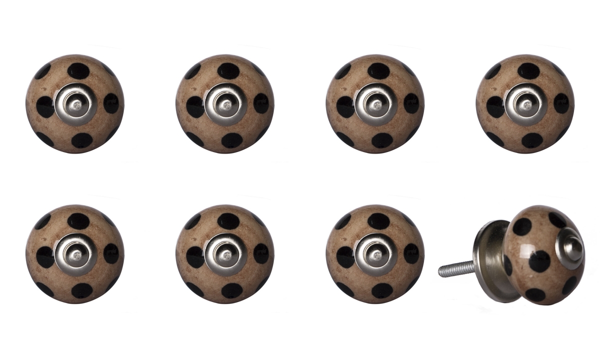 544443 Brown & Black Ceramic & Metal Drawer Pull Knobs - Set of 8
