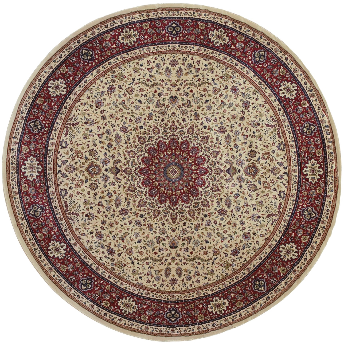574125 6 ft. Ivory & Red Oriental Round Traditional Rug