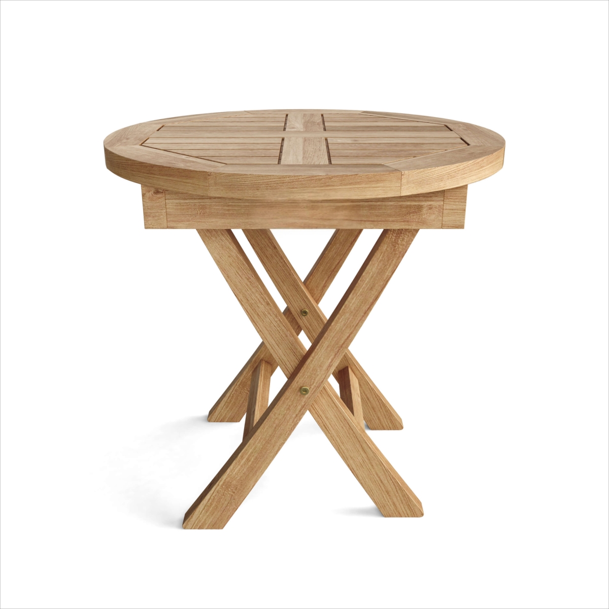 554935 20 in. Natural Rounded Solid Wood Folding Outdoor Side Table