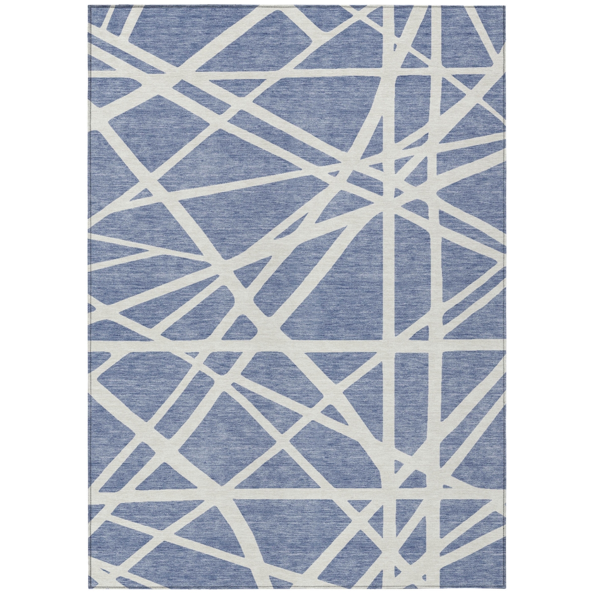 600441 8 x 10 ft. Denim Blue & Ivory Geometric Washable Indoor & Outdoor Rectangle Area Rug