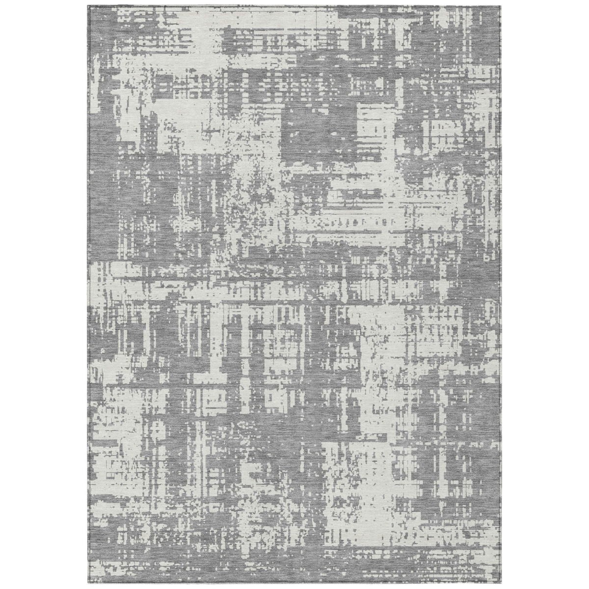 593199 5 x 8 ft. Gray & Ivory Abstract Washable Indoor & Outdoor Rectangle Area Rug