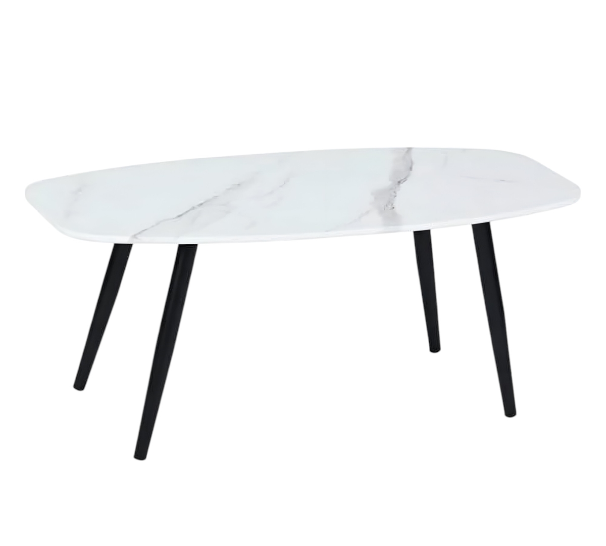 568251 43 in. White & Black Faux Marble & Steel Coffee Table