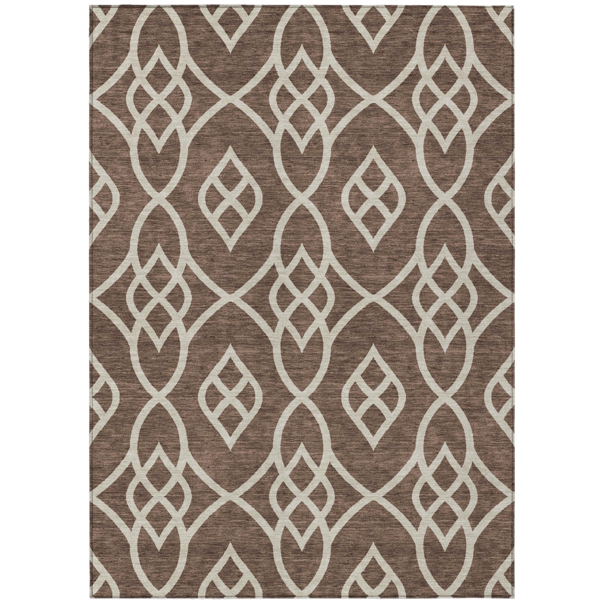 Chocolate & Ivory Trellis Area Rug - 3 x 5 ft - Washable - Stain Resistant