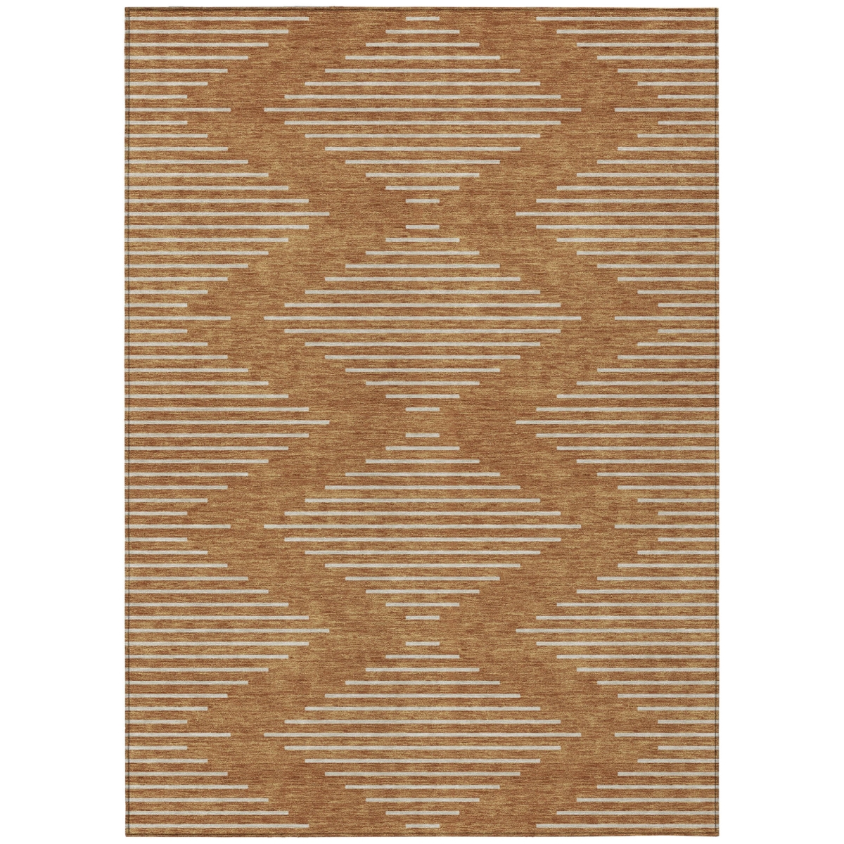 598610 3 x 5 ft. Copper & Beige Geometric Washable Indoor & Outdoor Rectangle Area Rug
