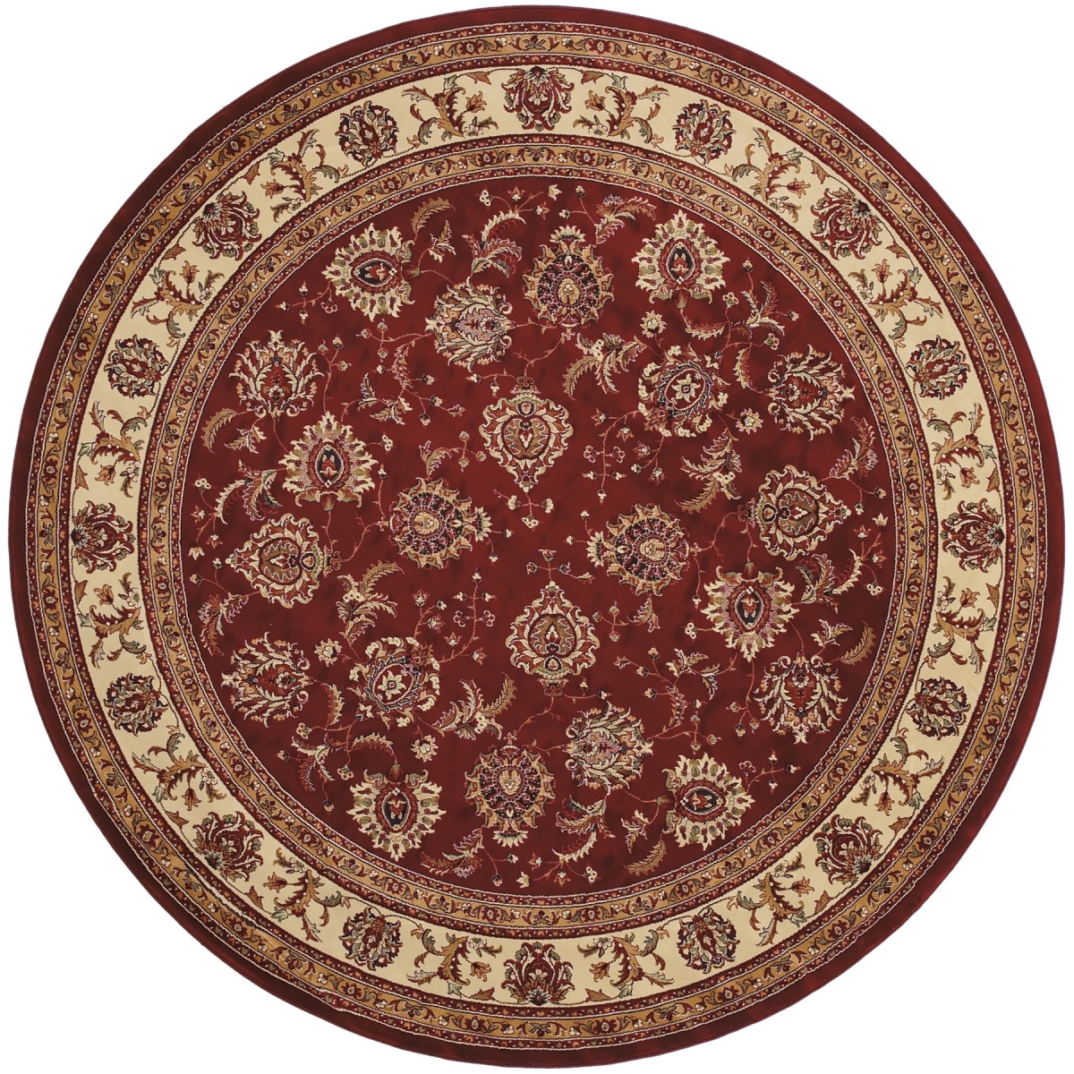 574146 6 ft. Red & Ivory Oriental Round Traditional Rug