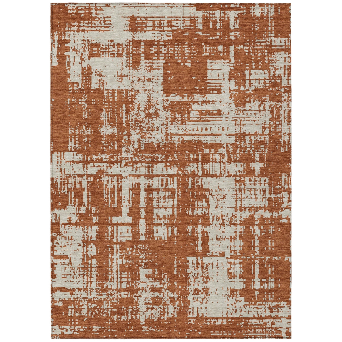 593221 10 x 14 ft. Brown & Ivory Abstract Washable Indoor & Outdoor Rectangle Area Rug