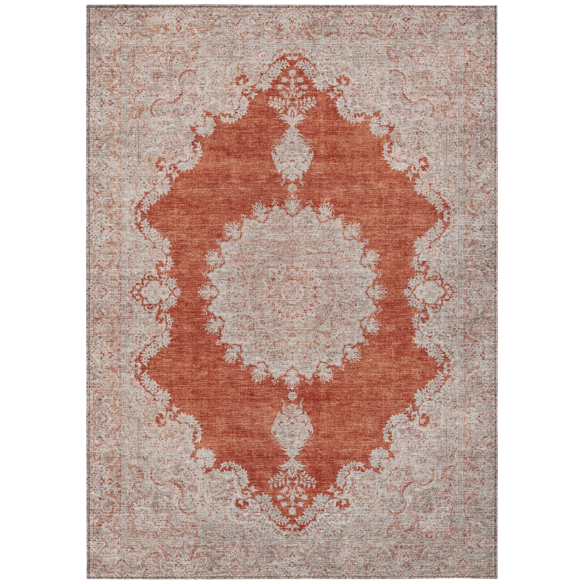 597747 5 x 8 ft. Rust & Beige Oriental Washable Indoor & Outdoor Rectangle Traditional Area Rug