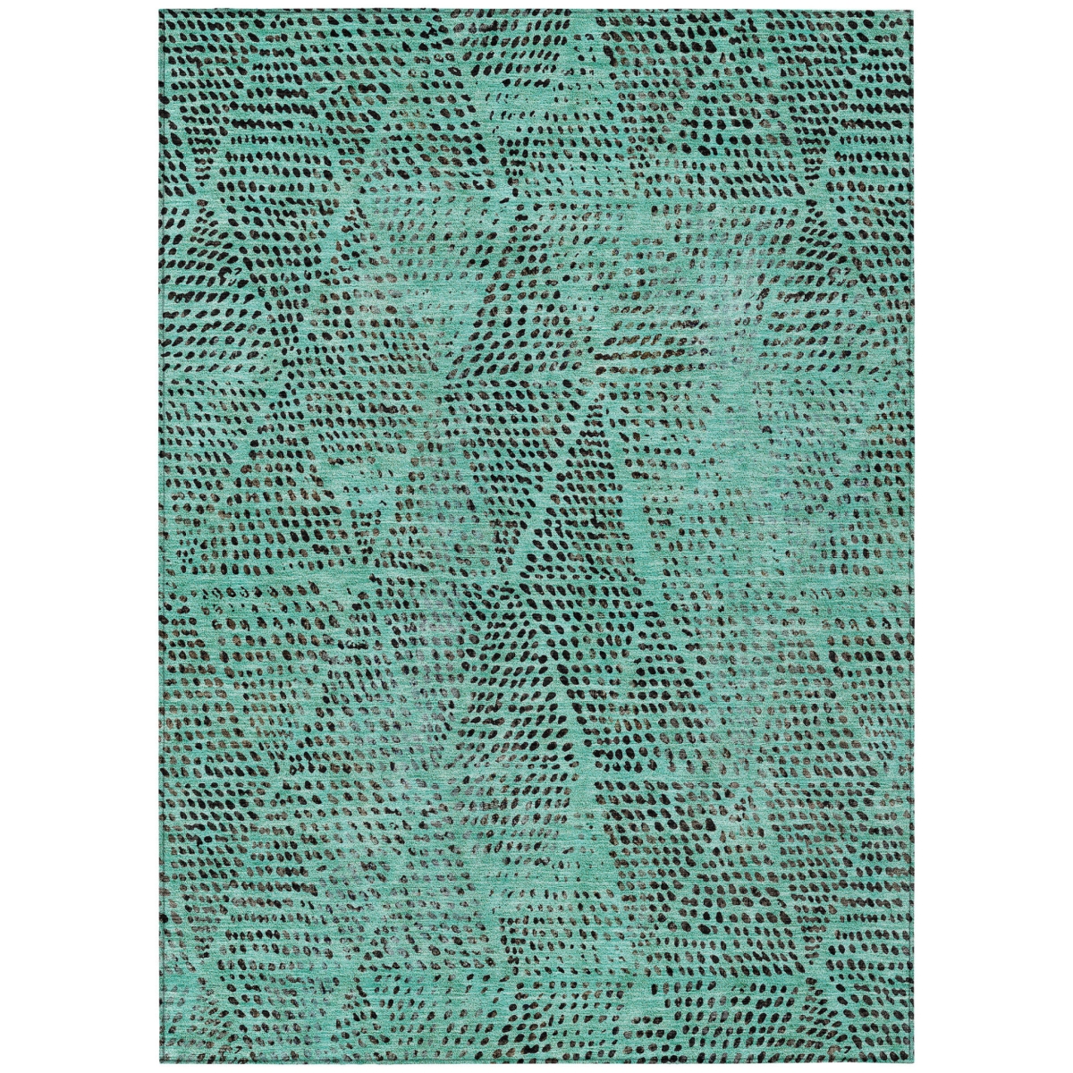 577606 10 x 14 ft. Teal Blue & Charcoal Geometric Washable Indoor & Outdoor Rectangle Area Rug
