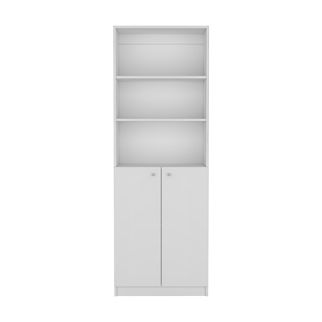 Picture of HomeRoots 546595 71 in. White Wood Three Tier Bookcase with Two Doors