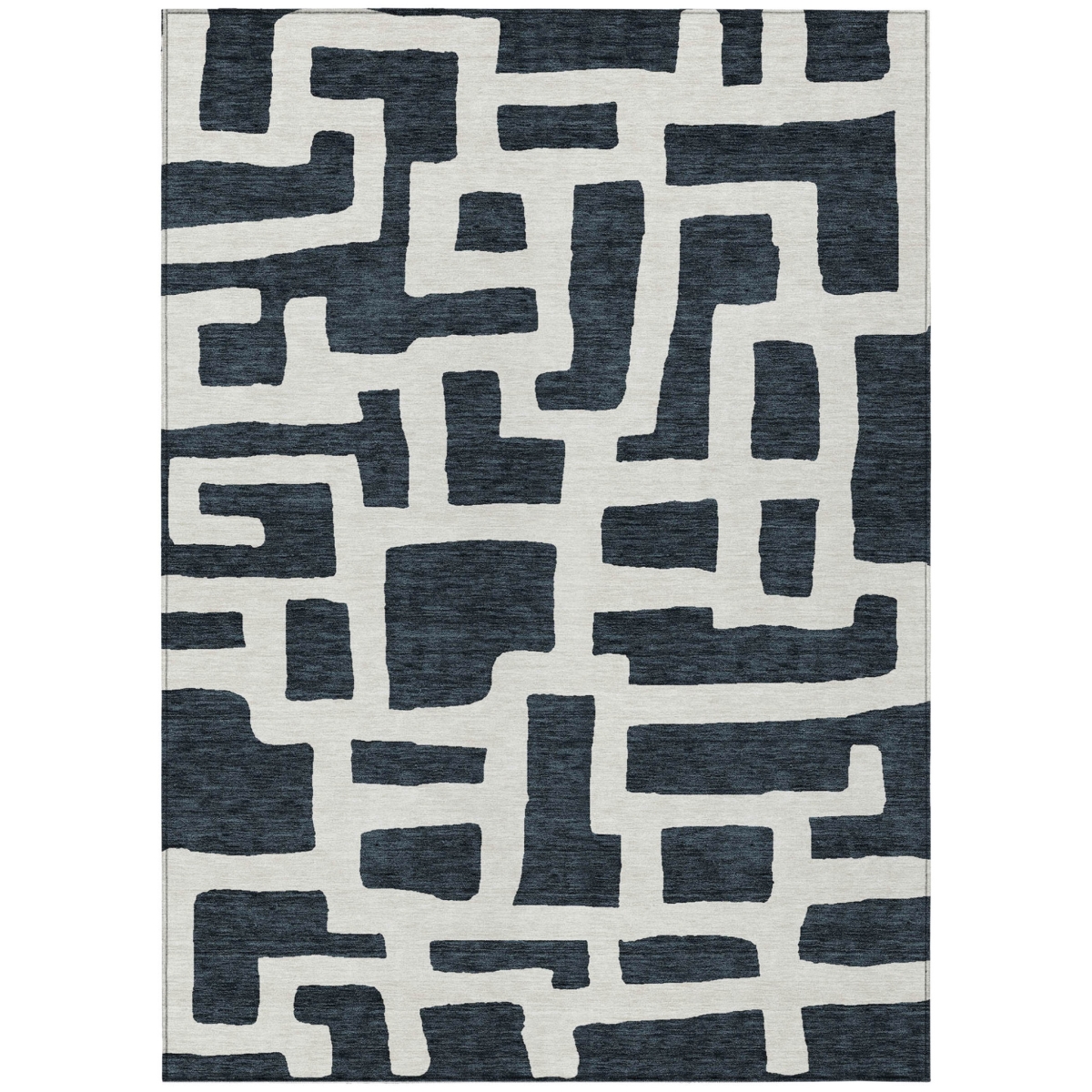 Abstract Black & Ivory Area Rug - 3 x 5 ft - Washable & Stain Resistant