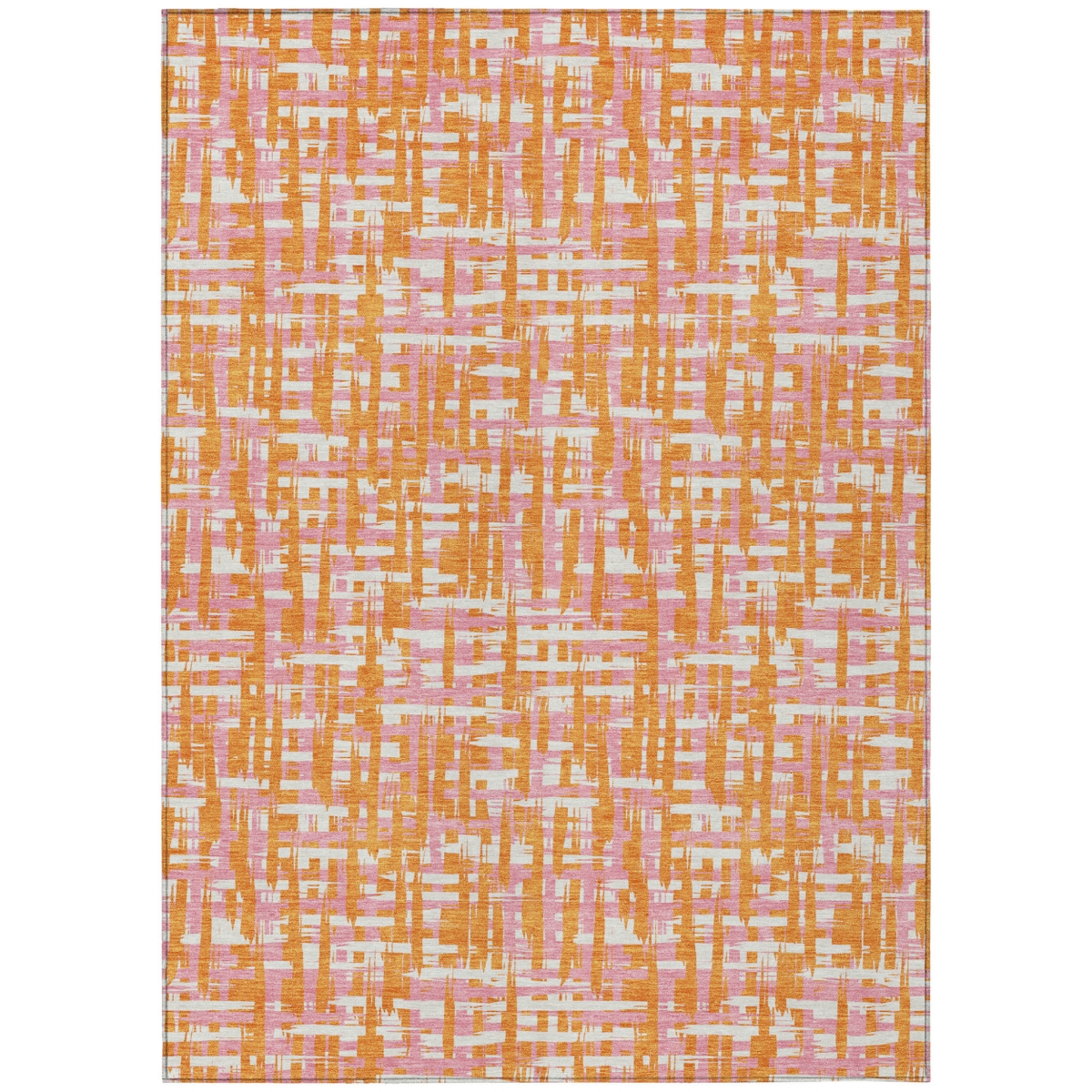 602585 9 x 12 ft. Orange, Pink & Beige Abstract Washable Indoor & Outdoor Rectangle Area Rug