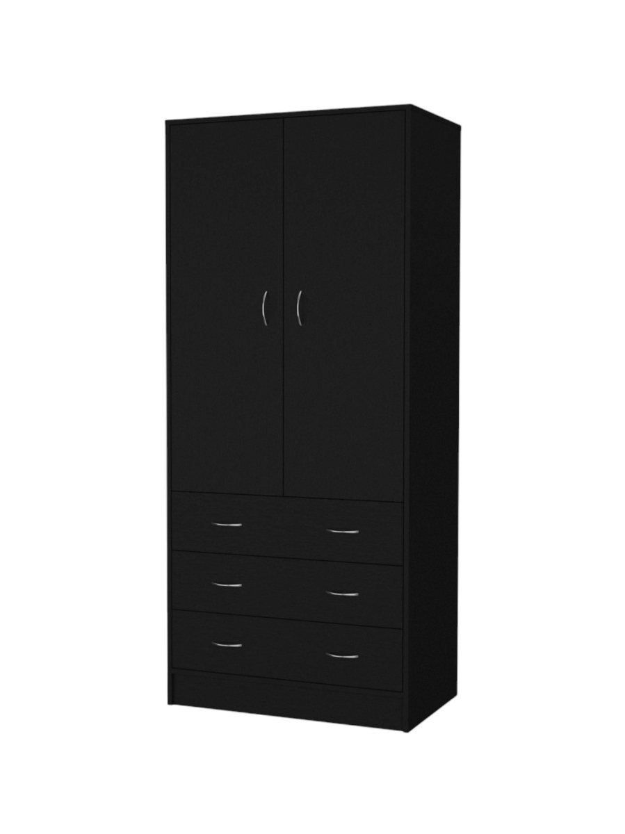 552275 71 in. Black Two Door Three Drawer Combo Dresser