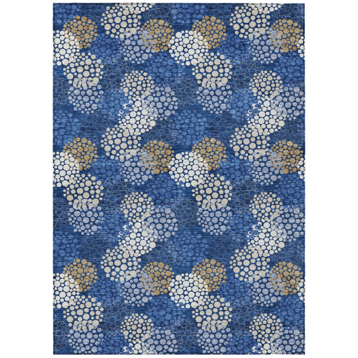 594262 3 x 5 ft. Navy Blue, Brown & Ivory Polka Dot Washable Indoor & Outdoor Rectangle Area Rug