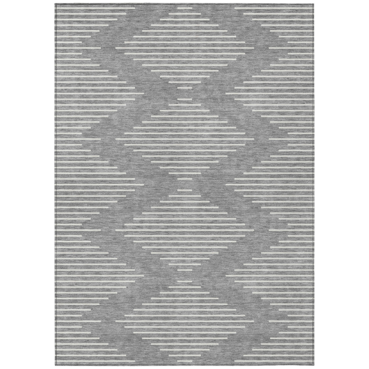 598575 5 x 8 ft. Gray & Ivory Geometric Washable Indoor & Outdoor Rectangle Area Rug