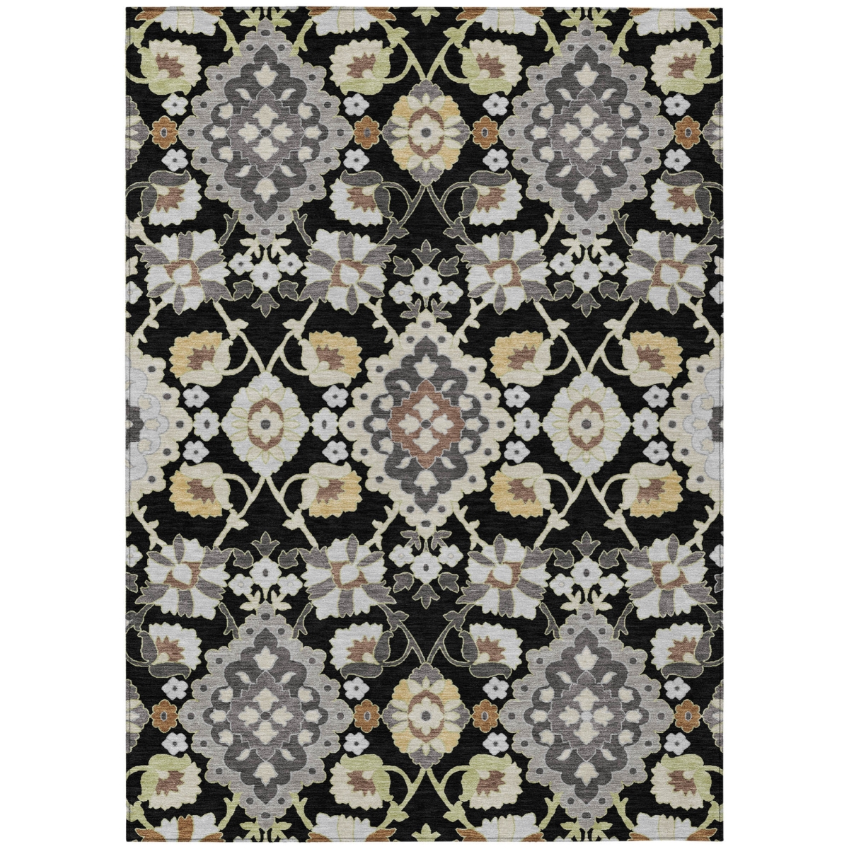 597667 10 x 14 ft. Black, Gray & Brown Oriental Washable Indoor & Outdoor Rectangle Traditional Area Rug