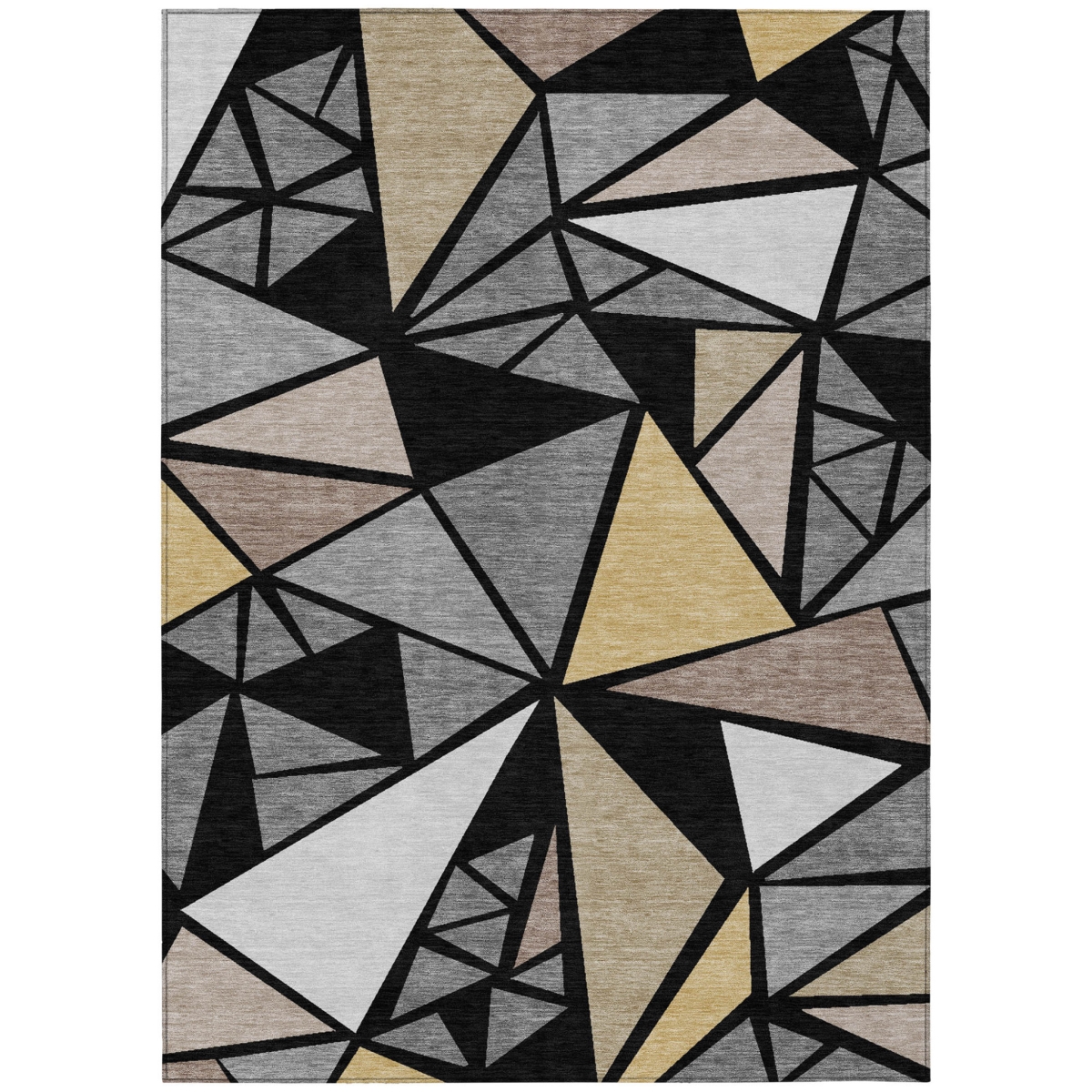 600351 8 x 10 ft. Black, Beige & Gray Geometric Washable Indoor & Outdoor Rectangle Area Rug