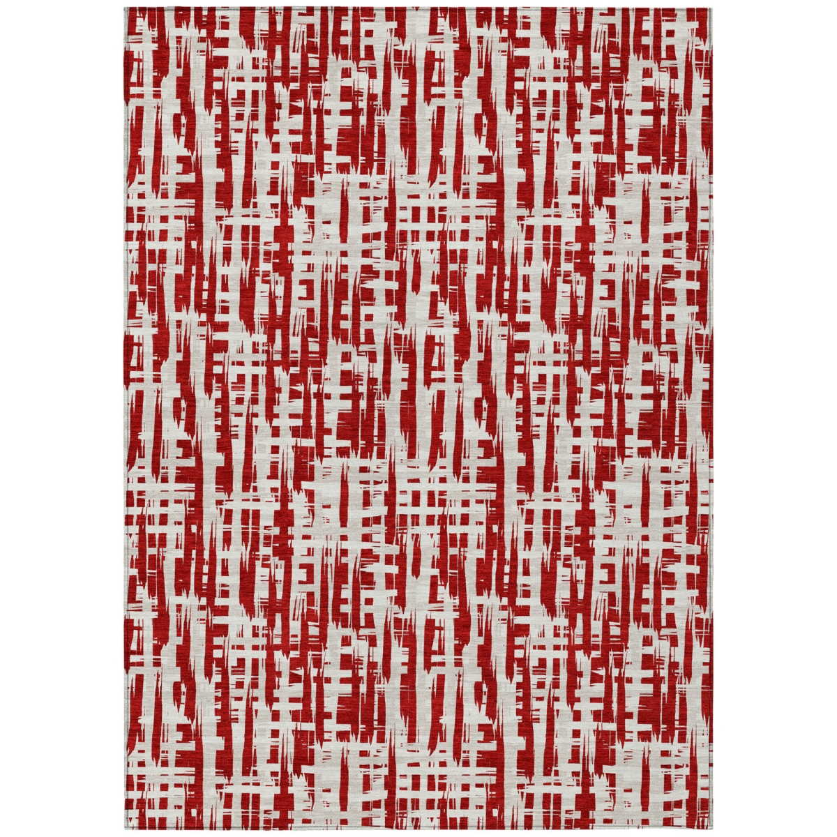 602516 5 x 8 ft. Red & Ivory Abstract Washable Indoor & Outdoor Rectangle Area Rug