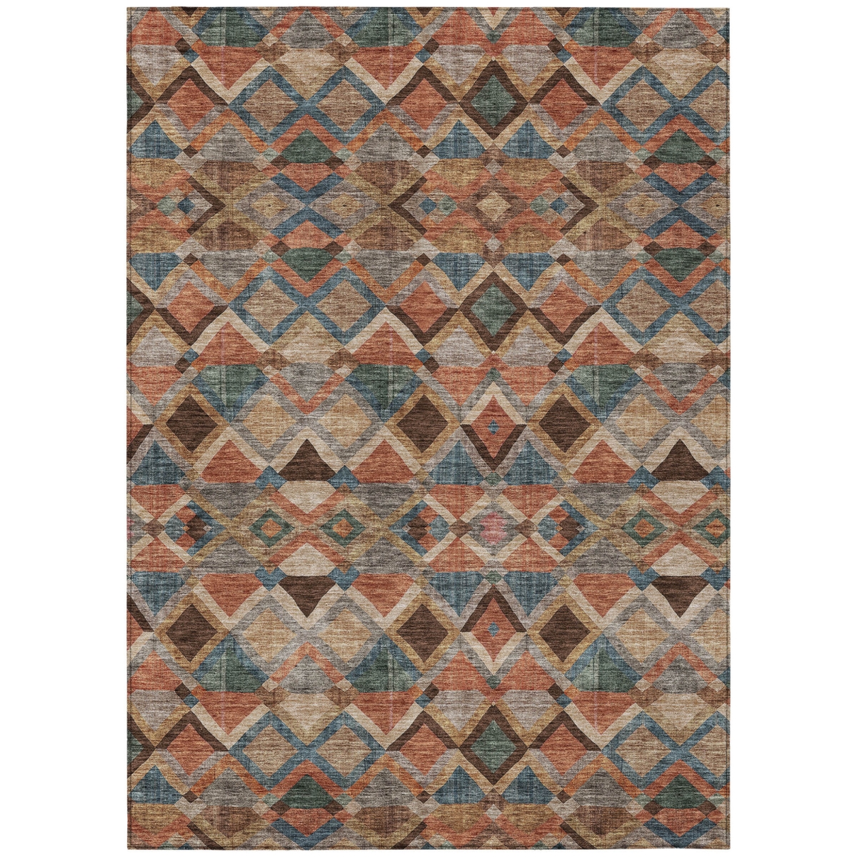 603237 9 x 12 ft. Brown, Gray & Tan Geometric Washable Indoor & Outdoor Rectangle Area Rug