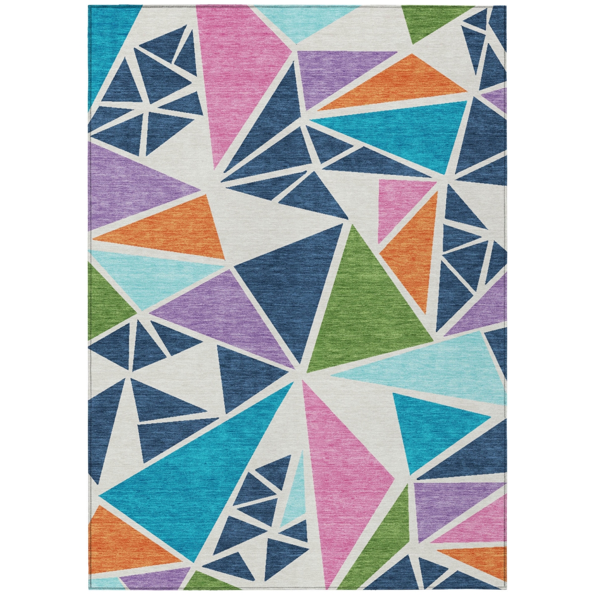 600411 8 x 10 ft. Dark Blue, Green & Pink Geometric Washable Indoor & Outdoor Rectangle Area Rug