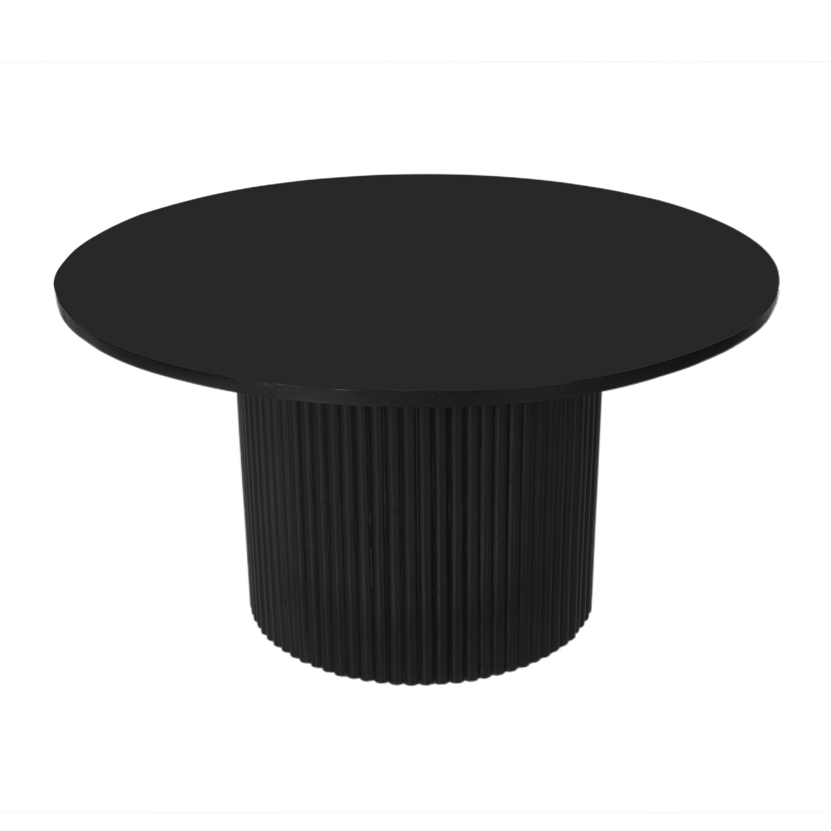 568902 36 in. Black Solid Wood Round Pedestal Coffee Table