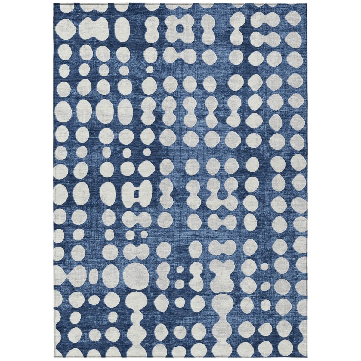 590965 9 x 12 ft. Navy Blue & Ivory Abstract Washable Indoor & Outdoor Rectangle Area Rug