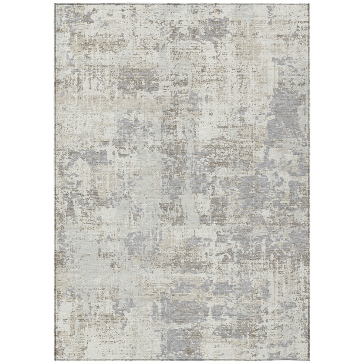 597975 5 x 8 ft. Ivory & Gray Abstract Washable Indoor & Outdoor Rectangle Area Rug