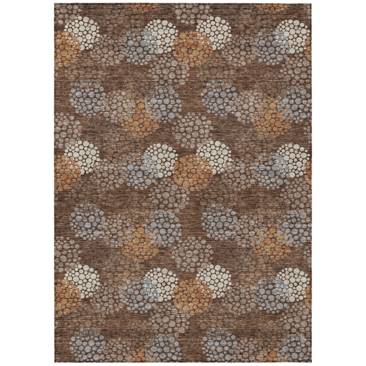 594241 8 x 10 ft. Brown, Gray & Ivory Polka Dot Washable Indoor & Outdoor Rectangle Area Rug