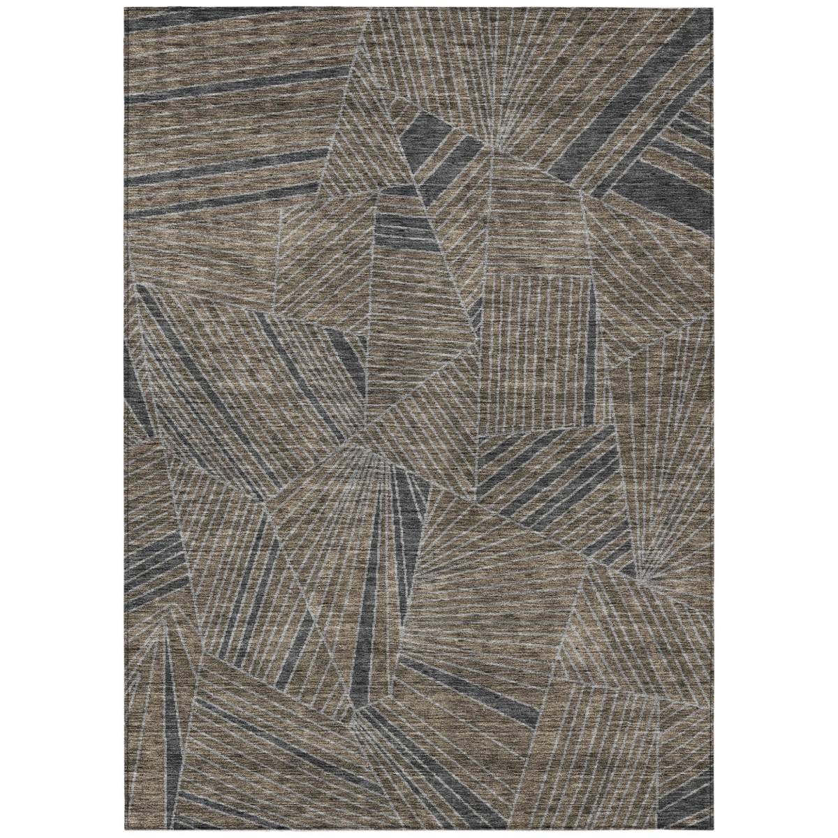 594800 8 x 10 ft. Brown, Black & Gray Geometric Washable Indoor & Outdoor Rectangle Area Rug