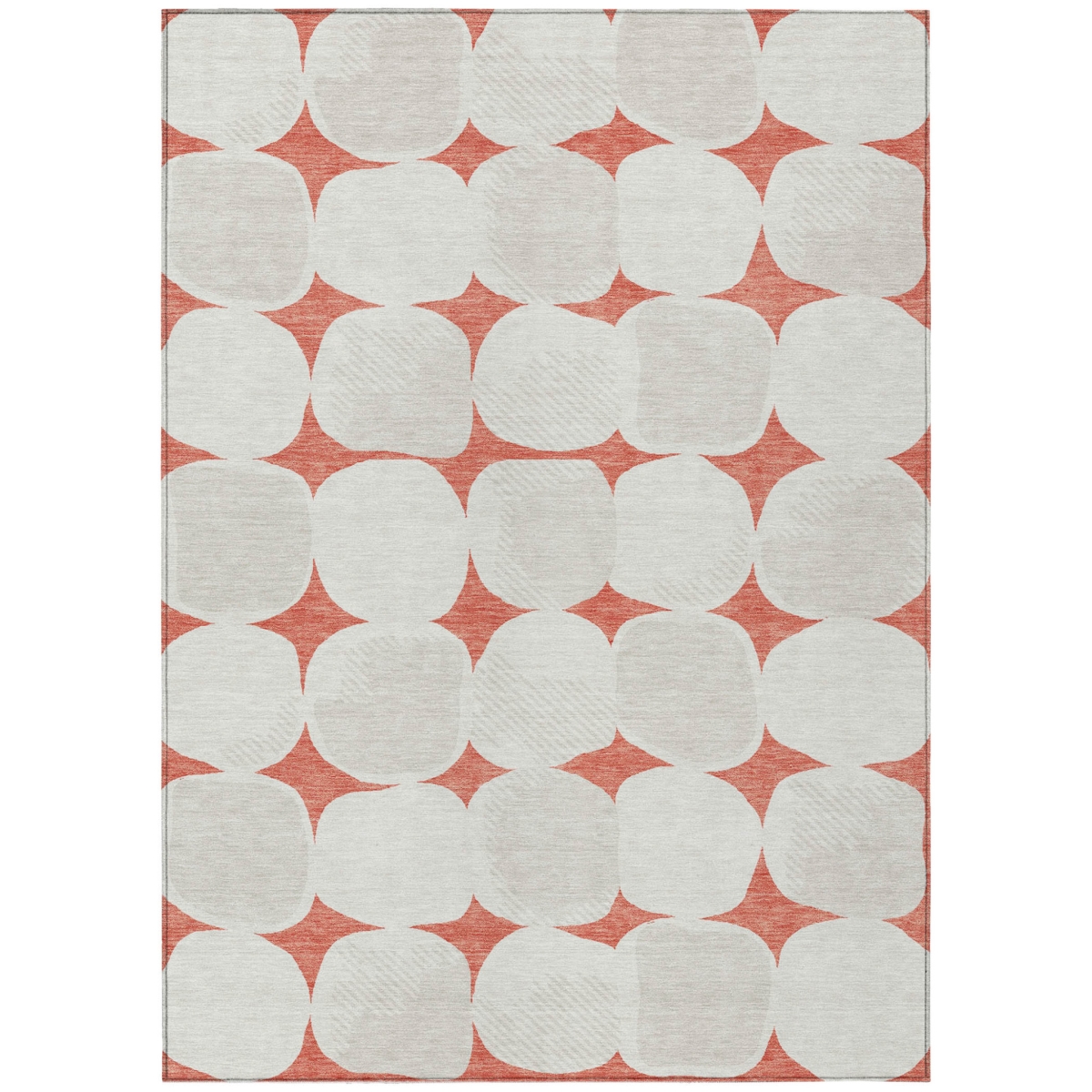 591063 3 x 5 ft. Salmon, Beige & Ivory Abstract Washable Indoor & Outdoor Rectangle Area Rug