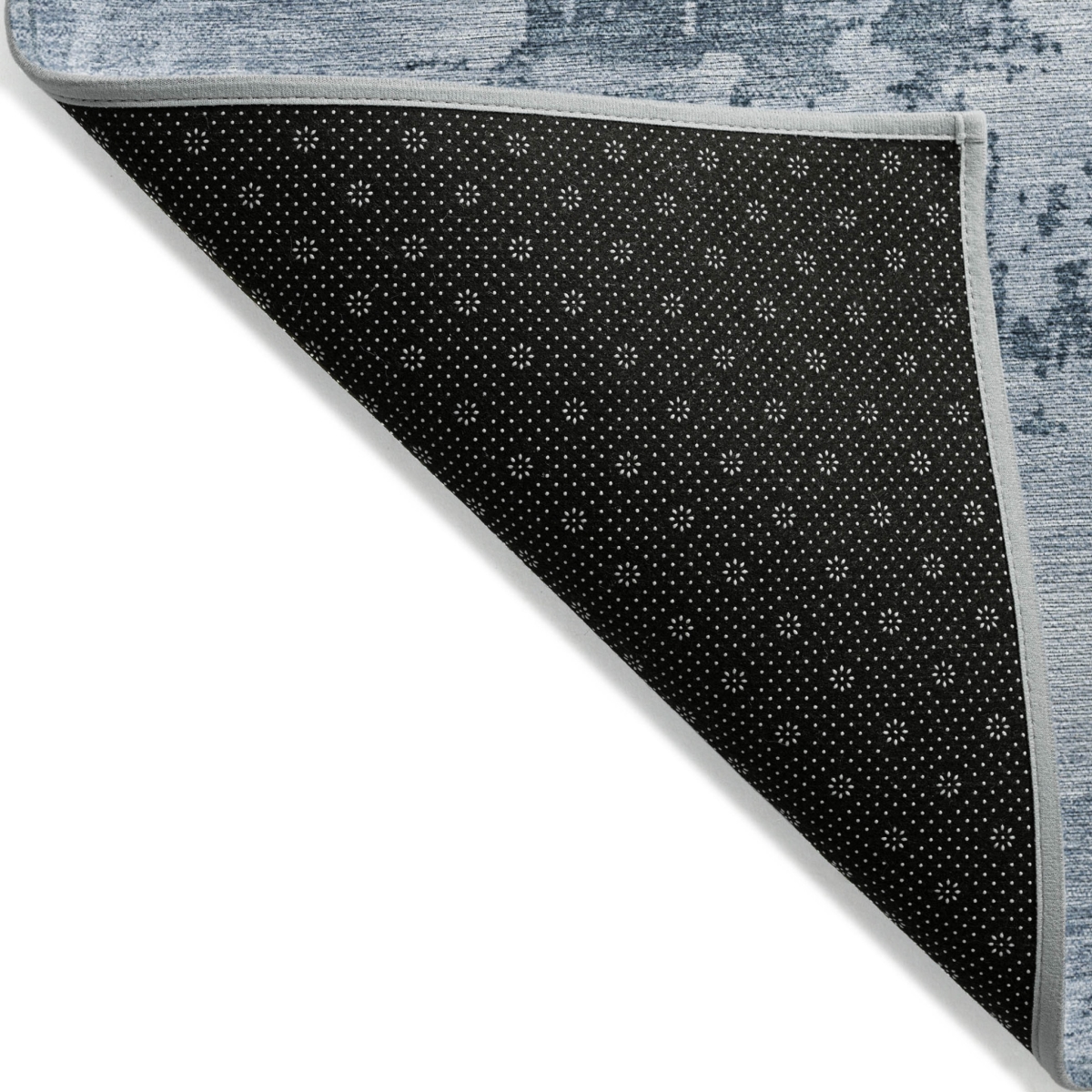 602699 9 x 12 ft. Denim Blue & Silver Abstract Washable Indoor & Outdoor Rectangle Area Rug