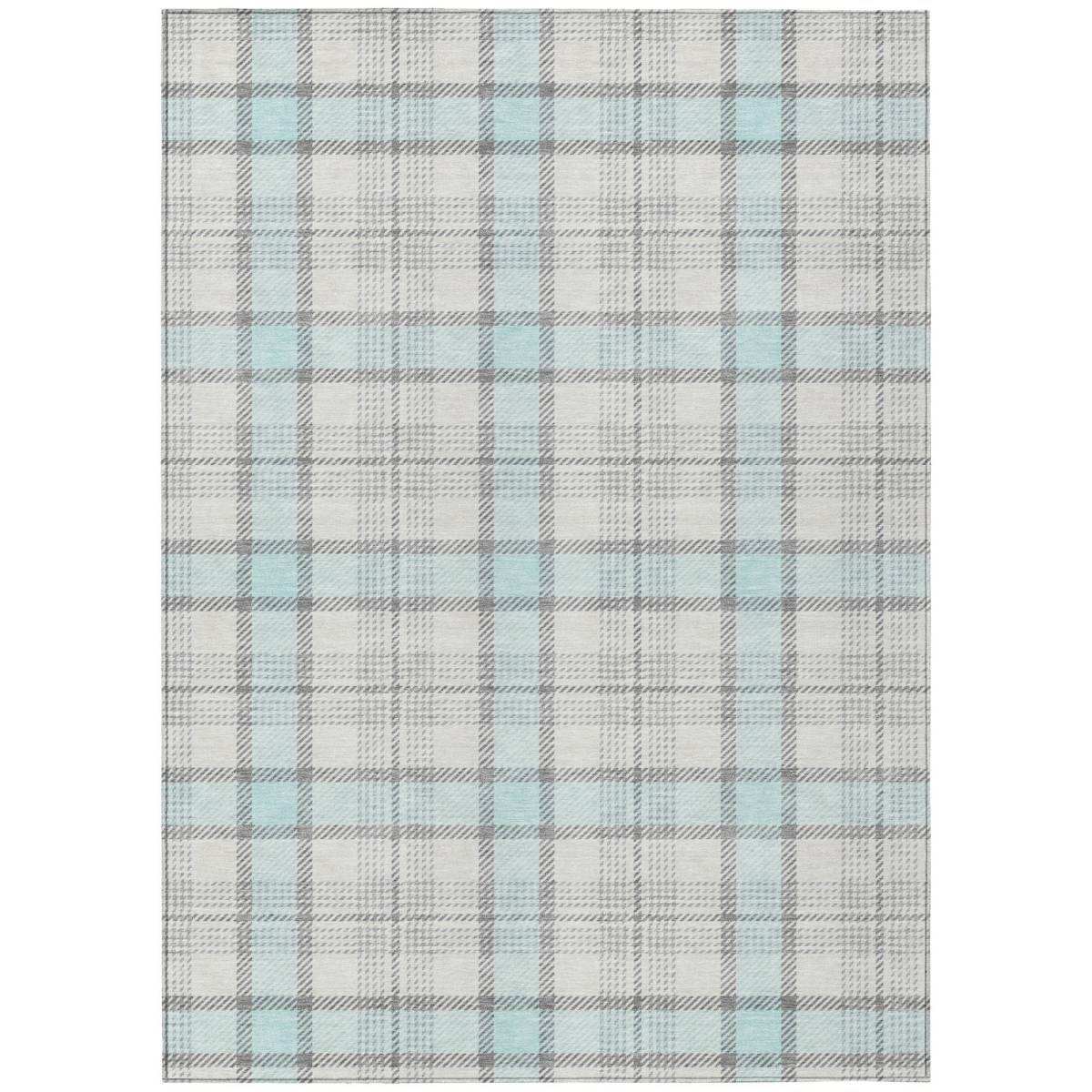 601362 3 x 5 ft. Sky Blue & Gray Plaid Washable Indoor & Outdoor Rectangle Area Rug