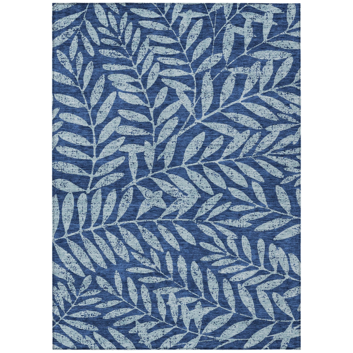 593526 9 x 12 ft. Navy Blue & Light Blue Floral Washable Indoor & Outdoor Rectangle Area Rug