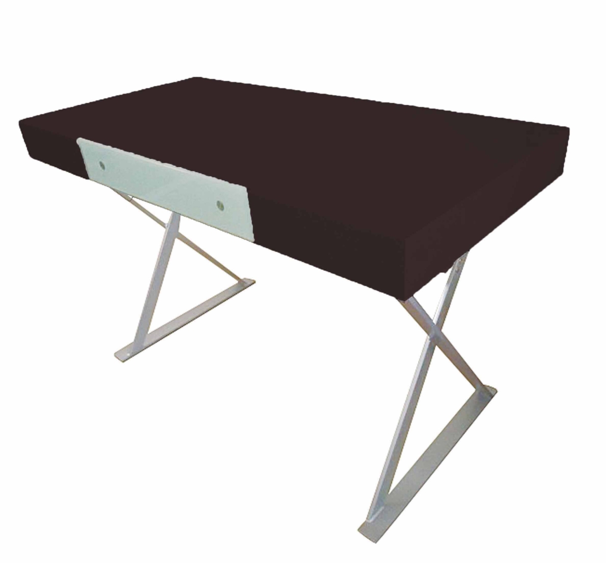 554204 48 in. Espresso & Silver Wood & Metal Computer Desk