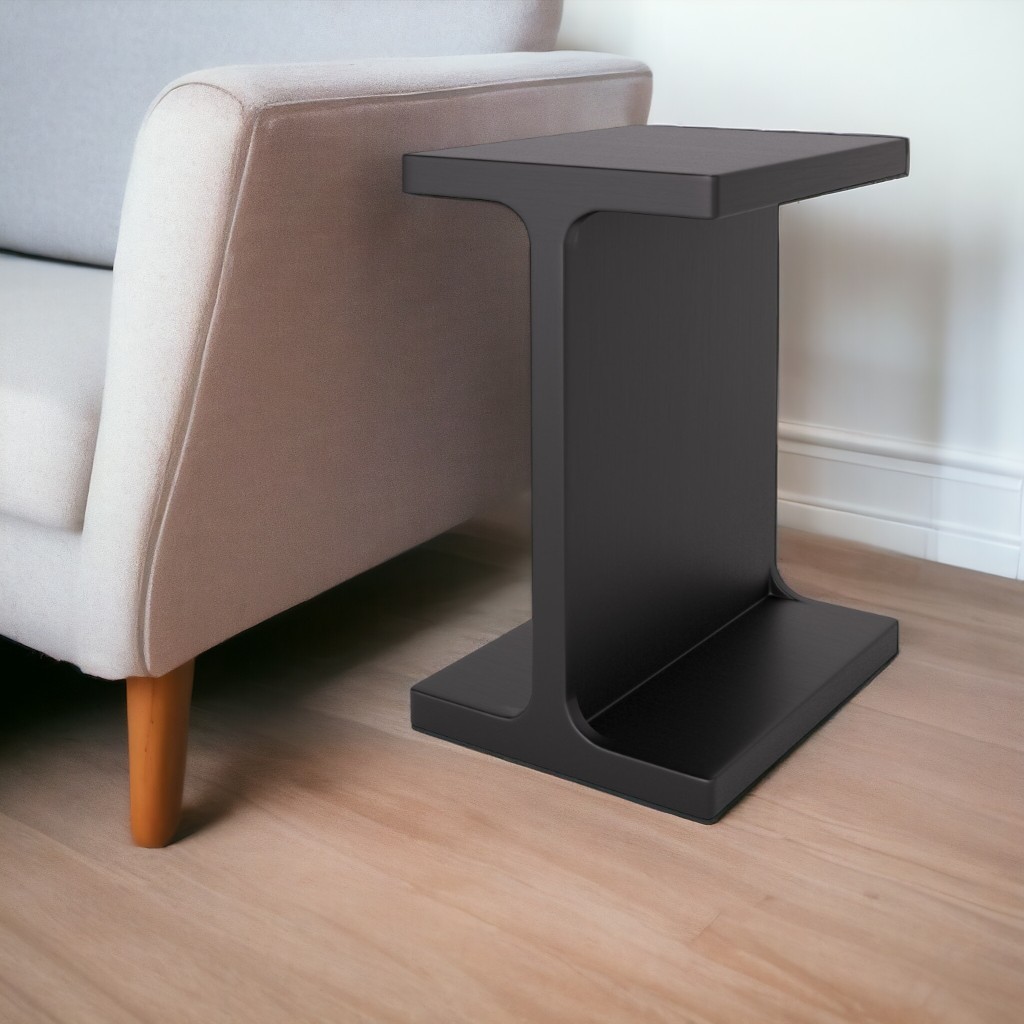 556520 20 in. Black Solid Wood Pedestal End Table