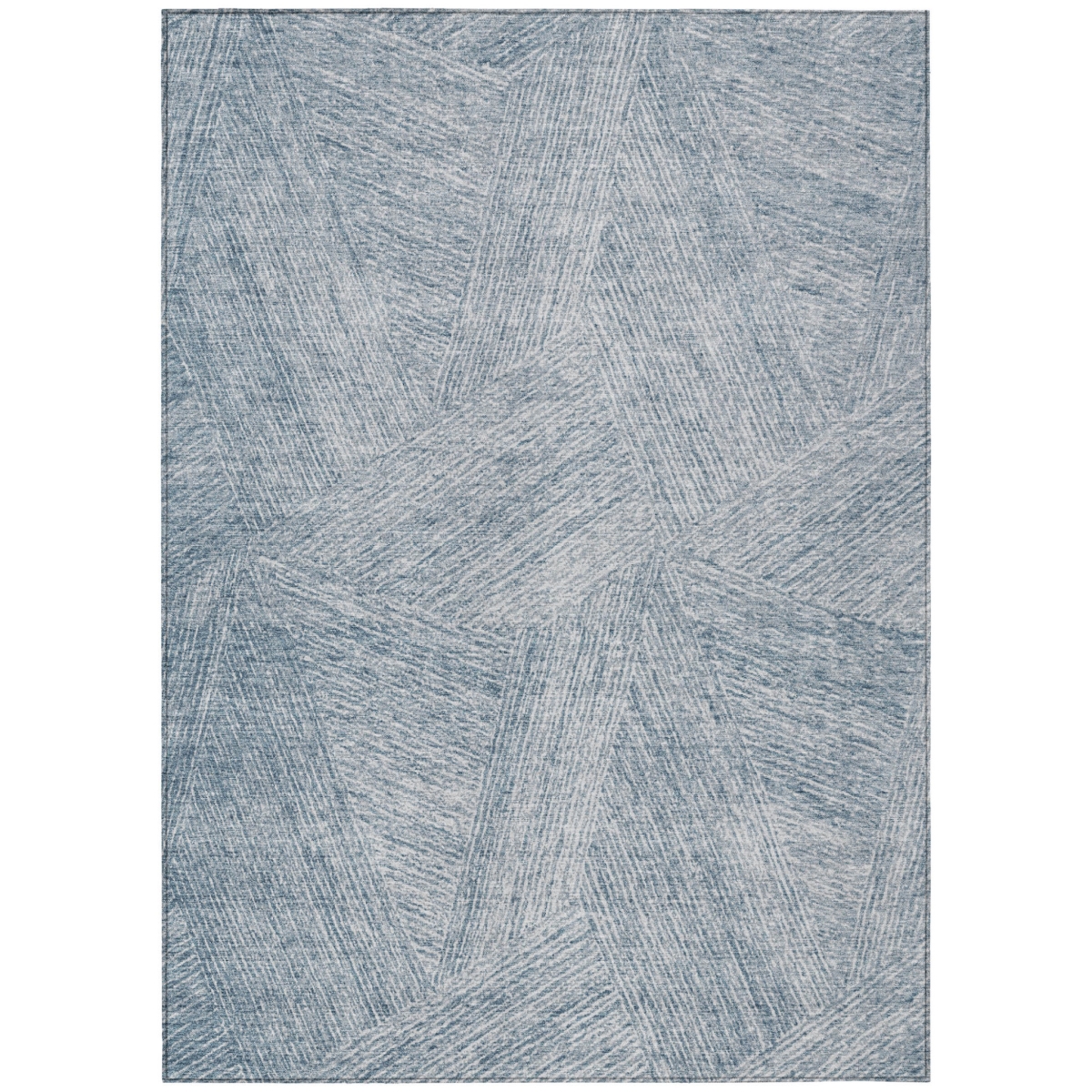597004 3 x 5 ft. Denim Blue & Ivory Abstract Washable Indoor & Outdoor Rectangle Area Rug