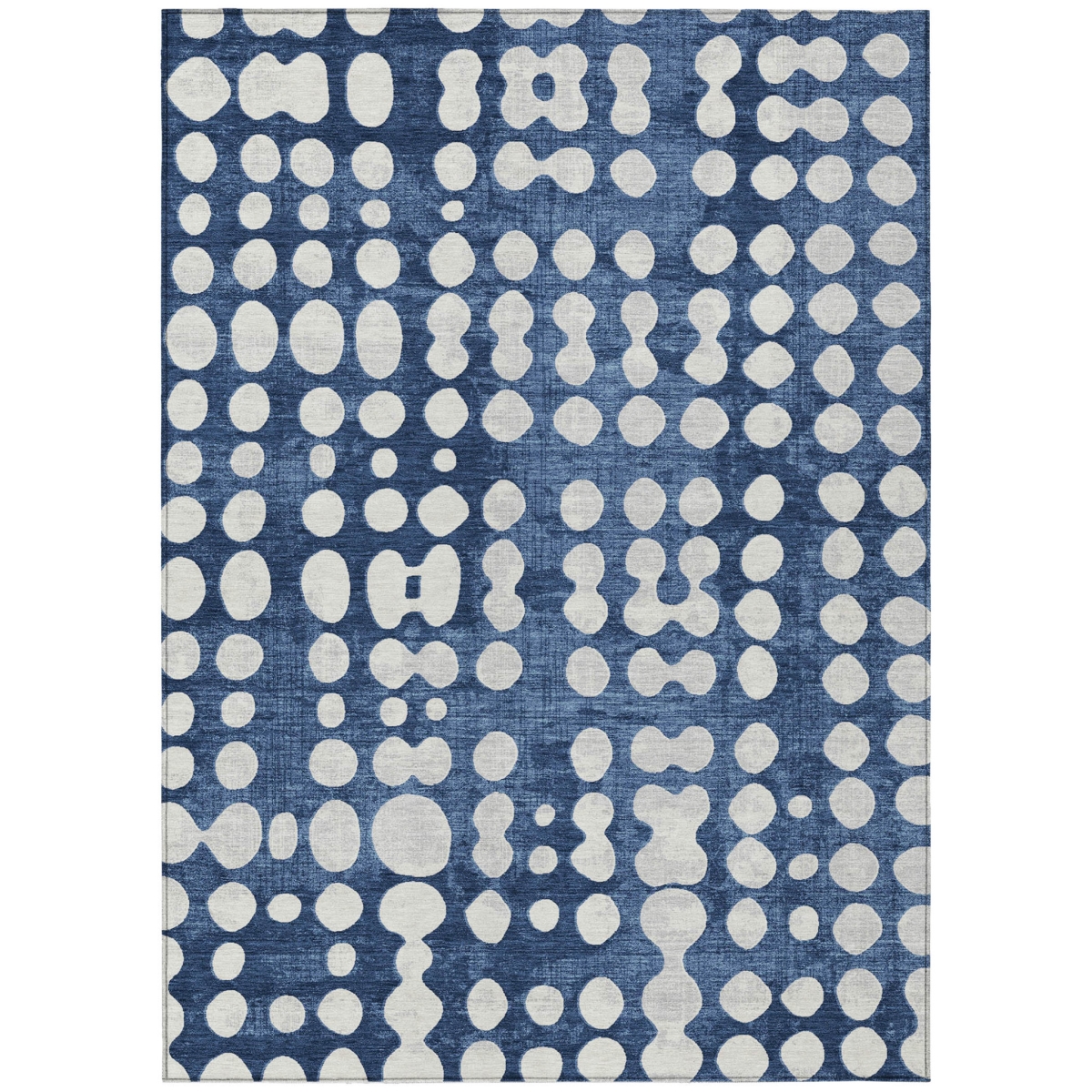 590964 8 x 10 ft. Navy Blue & Ivory Abstract Washable Indoor & Outdoor Rectangle Area Rug