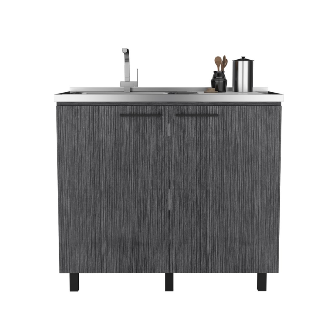 Picture of HomeRoots 546612 39 x 21 in. Silver & Smoky Black Stainless Steel Drop In 1 Basin Utility Sink