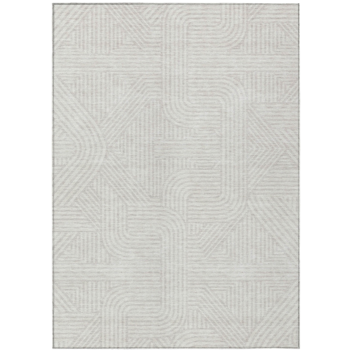 594941 3 x 5 ft. Ivory & Gray Abstract Washable Indoor & Outdoor Rectangle Area Rug