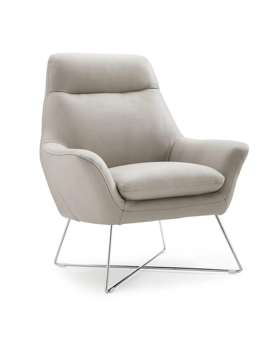 Home Roots 320703 Chair Light Gray Top Grain Italian Leather Stainless Steel Legs