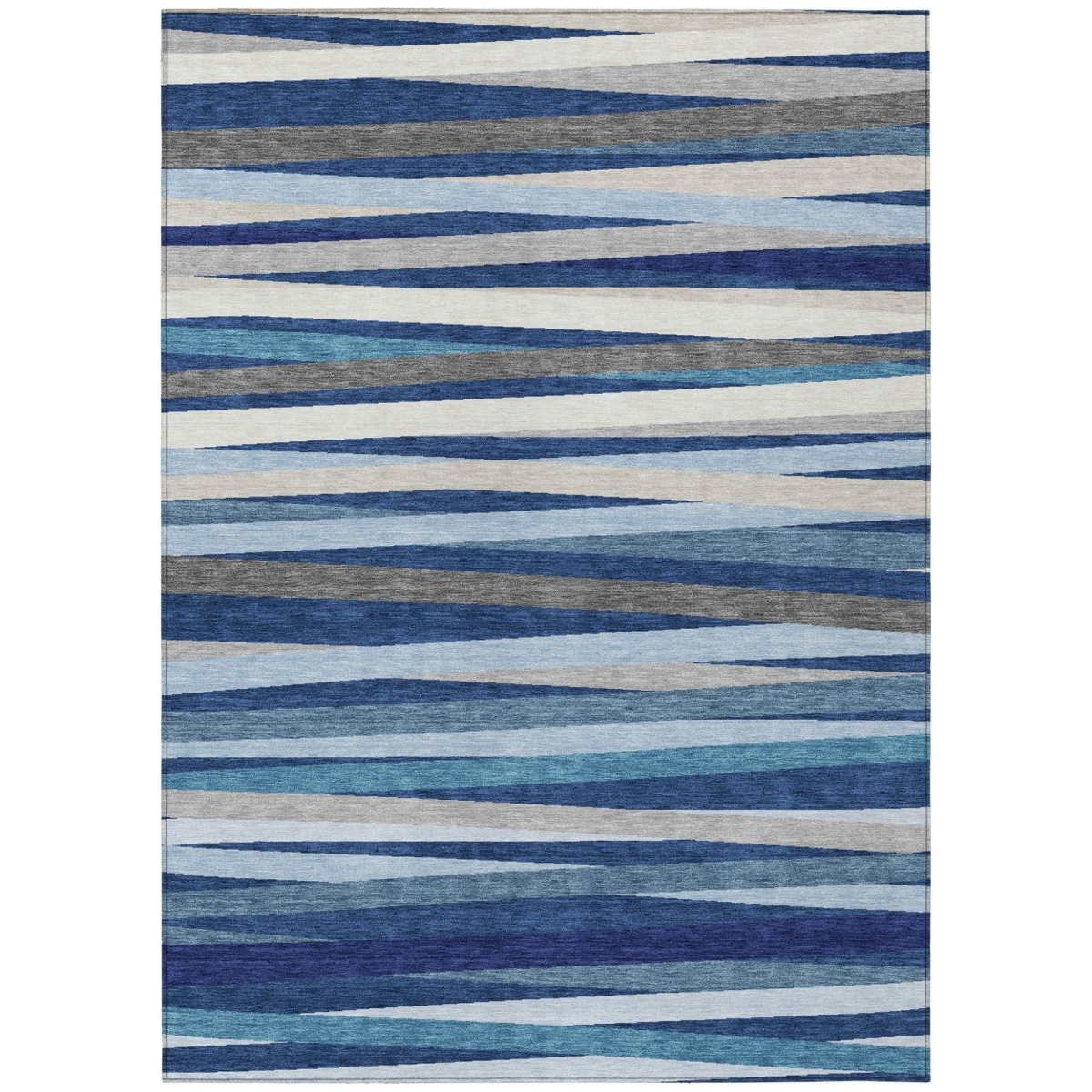 597346 8 x 10 ft. Navy Blue, Ivory & Gray Striped Washable Indoor & Outdoor Rectangle Area Rug