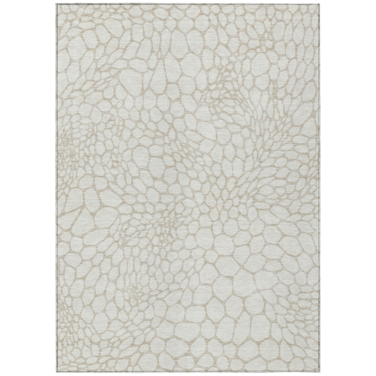 595079 3 x 5 ft. Ivory & Beige Geometric Washable Indoor & Outdoor Rectangle Area Rug
