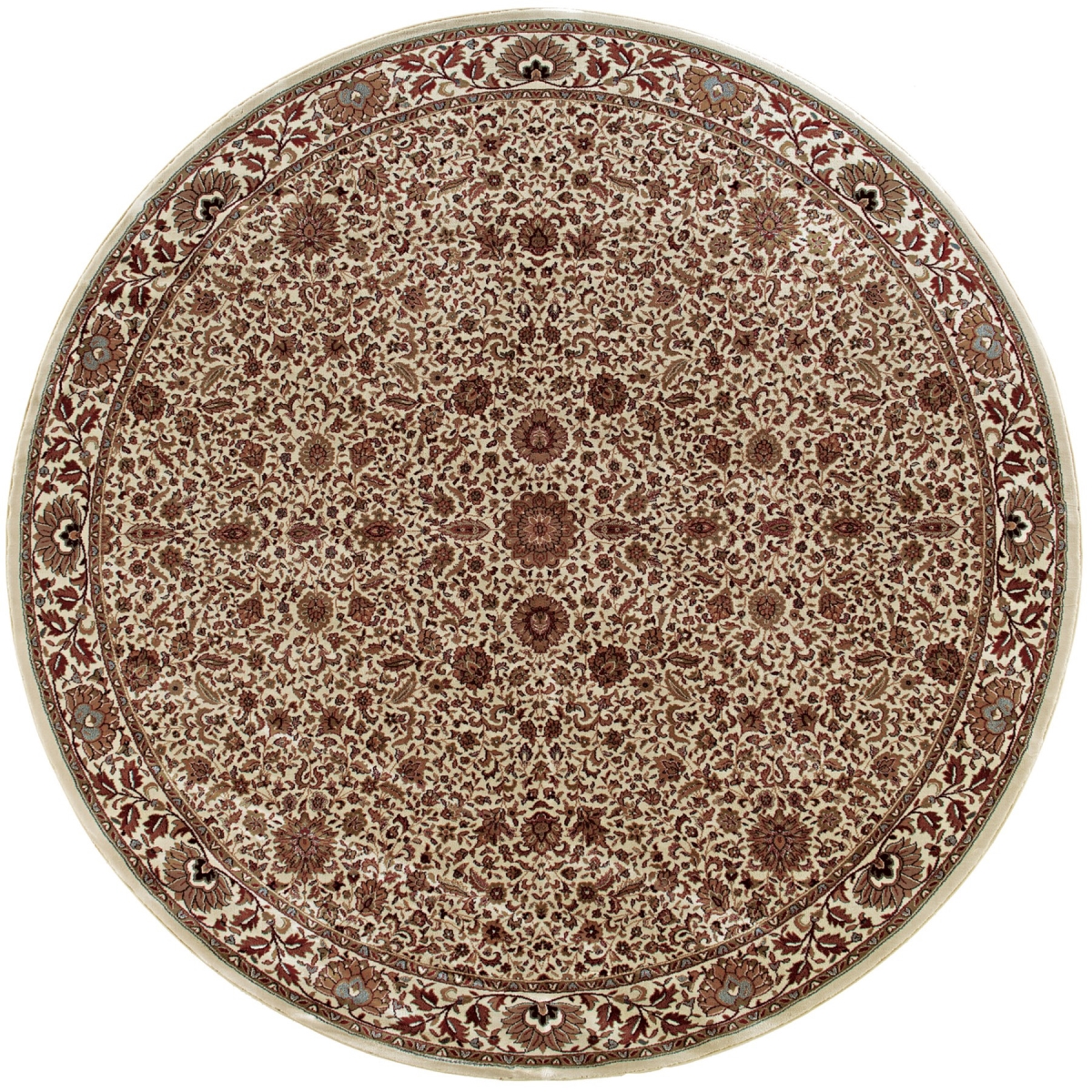 574144 8 ft. Ivory & Green Oriental Round Rug